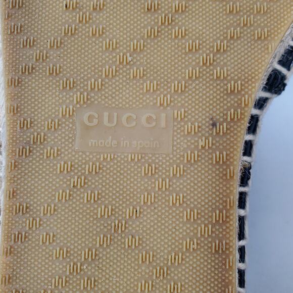 Gucci Microguccissima Signature Espadrilles Leather Black Spain Size 37.5 US 7.5 - Picture 11 of 14